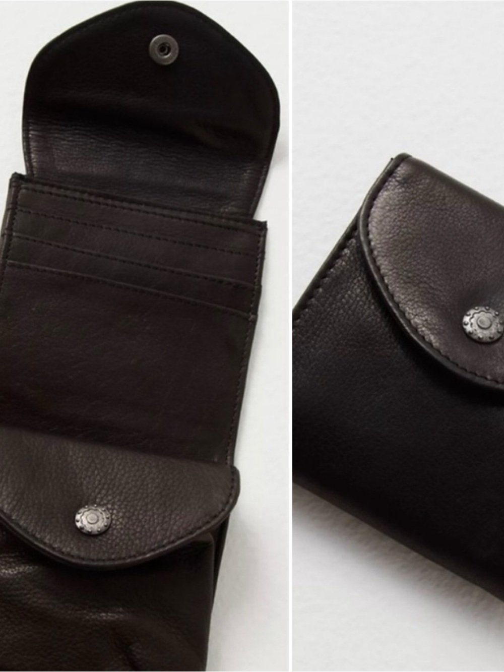 NEW Free People Mini but Mighty Leather Wallet in Black